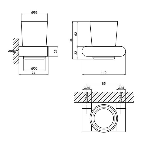 Склянка з тримачем Qtap Scorpio настінна QTSTK6102103C Chrome (Sklenka) SD00042765 фото