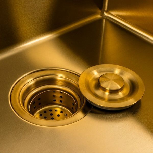 Комплект кухонної мийки Platinum Handmade 50*50 PVD Gold 3.0 - 1.0 pl23555 фото