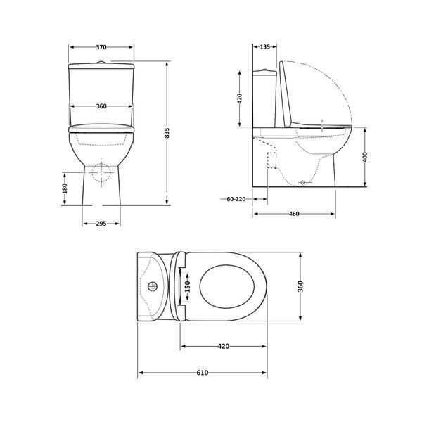 Унітаз-компакт Qtap Robin Ultra Quiet безободковий з сидінням Soft-close QT13226089AW SD00051949 фото