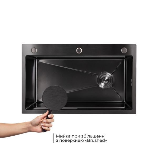 Мийка для кухні інтегрована Lidz Handmade H7545B Brushed Black PVD 3,0/1,0 мм LDH7545BRUBLM49458 SD00055582 фото