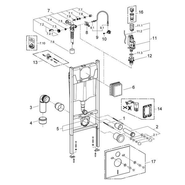 Комплект 4 в 1: Инсталляция GROHE Solido 3 в 1 3884966Q + Унитаз безободковый Kroner Oker WHI533536 RIMLESS (3884966KO533536) CV033827 фото