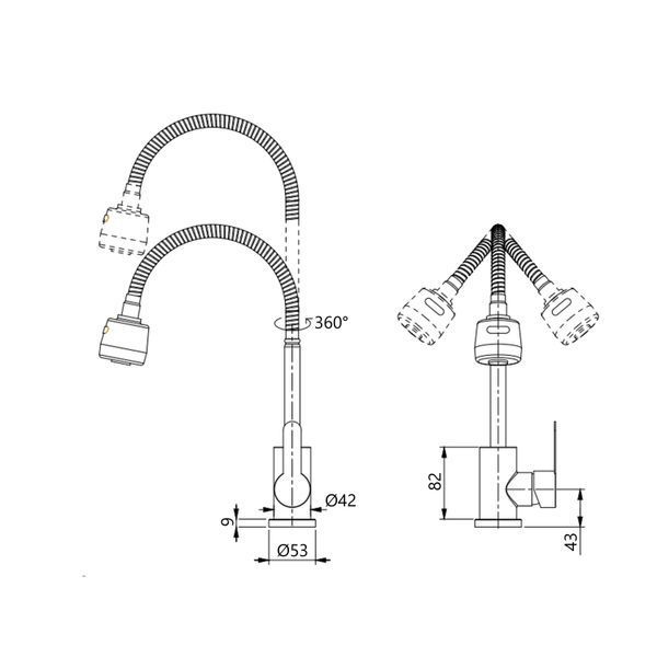 Смеситель для кухни Brinex Pure 015F41 с гибким изливом Nickel BRIPUR015F41NKL SD00053181 фото
