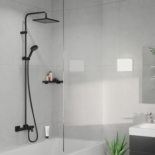Душевая система Hansgrohe Vernis Shape Showerpipe 240 1jet с термостатом для ванны, Matt Black (26900670) 26900670 фото