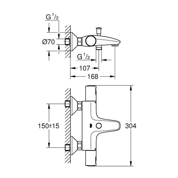 Змішувач термостатичний для ванни Grohe QuickFix Precision Start 345982430 CV032186 фото