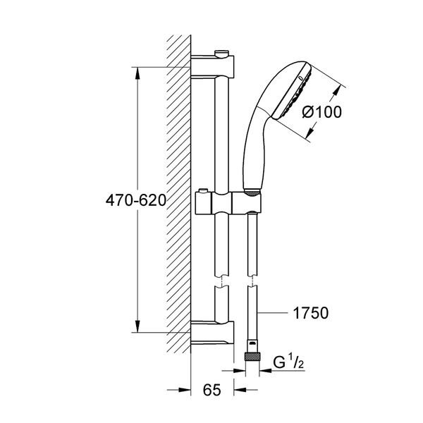 Душовий гарнітур Grohe QuickFix Vitalio Start 100 26032000 CV031496 фото