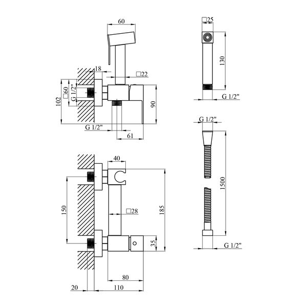 Набор 3 в 1 для ванной комнаты KronerKRP Edelstahl Kubus - SCH082 SS23579 фото