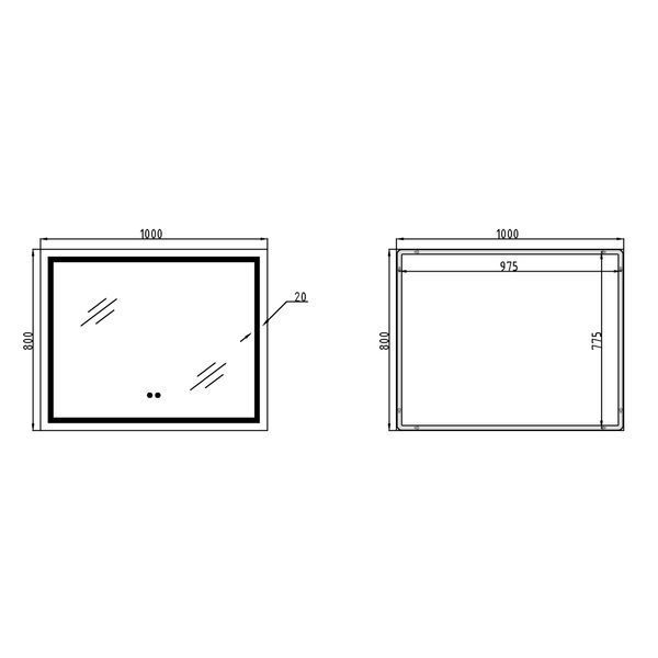 Дзеркало Qtap Mideya (DC-F614) 1000х800 з LED-підсвічуванням Touch, з антизапотіванням, димером QT2078F614W SD00036735 фото