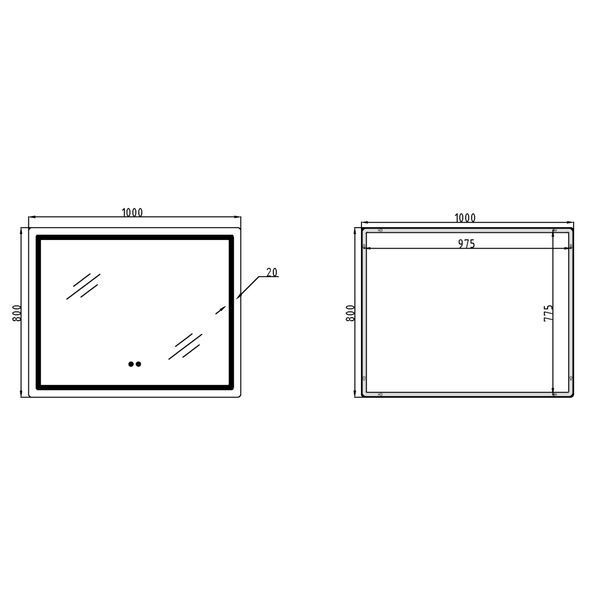 Дзеркало Qtap Mideya (DC-F910) 1000х800 з LED-підсвічуванням Touch, з антизапотіванням, димером QT2078F910W SD00036736 фото